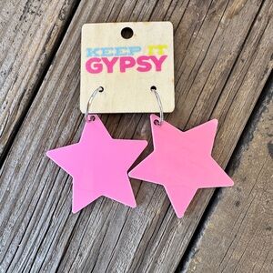Keep It Gypsy  Pink Acrylic Star Earrings – Bold Boho Statement